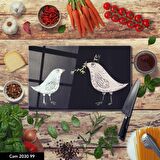 ANTİBAKTERİYEL CAM KESME TAHTASI | BASKILI KESİM TABLASI | 25x35 cm